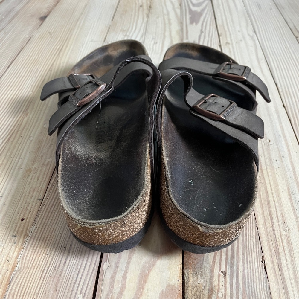 Birkenstock Arizona Slide Sandal EU 42 Mocha Brown Double Strap Buckle Cork boho - Picture 4 of 11